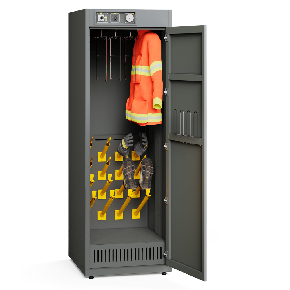 Hot-air drying cabinet for 4 complete sets of workwear
